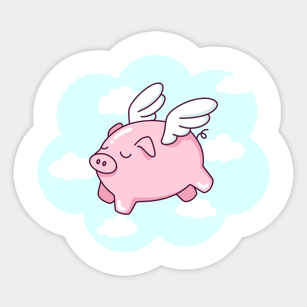 Flying Pig Sticker by sombrasblancas